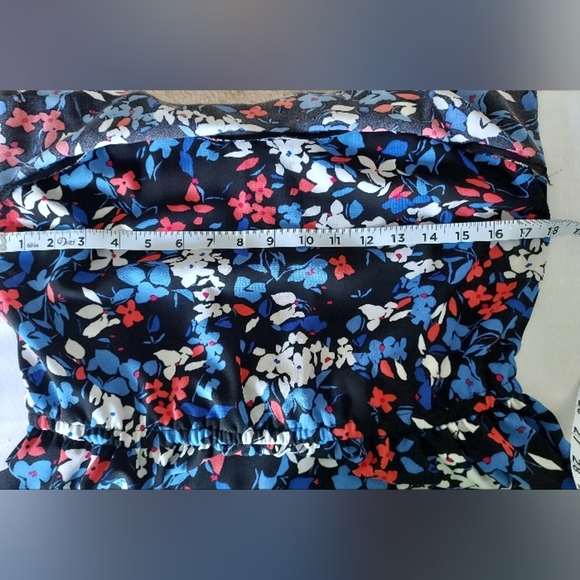 ELLE Blue Wildflower Print Elastic waist Summer Dress size M - Picture 5 of 10